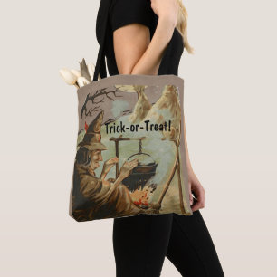 Vintage Halloween Witch Brew i Cauldron Tygkasse