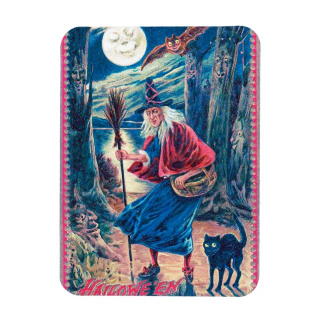 Vintage Halloween Witch Flexible Magnet (Vertikal)