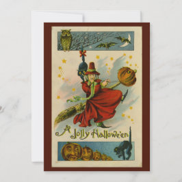 Vintage Halloween Witch Inbjudningar