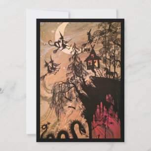 Vintage Halloween Witch Julkort