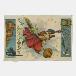Vintage Halloween Witch Kökshandduk