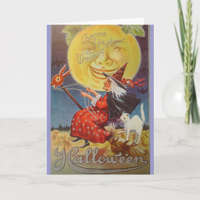 Vintage Halloween Witch Kort (Framsida)