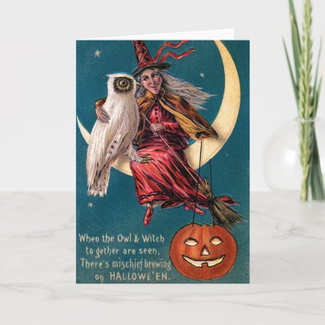 Vintage Halloween Witch Kort (Framsida)