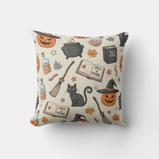 Vintage Halloween Witch Kudde (Framsida)