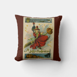 Vintage Halloween Witch Kudde