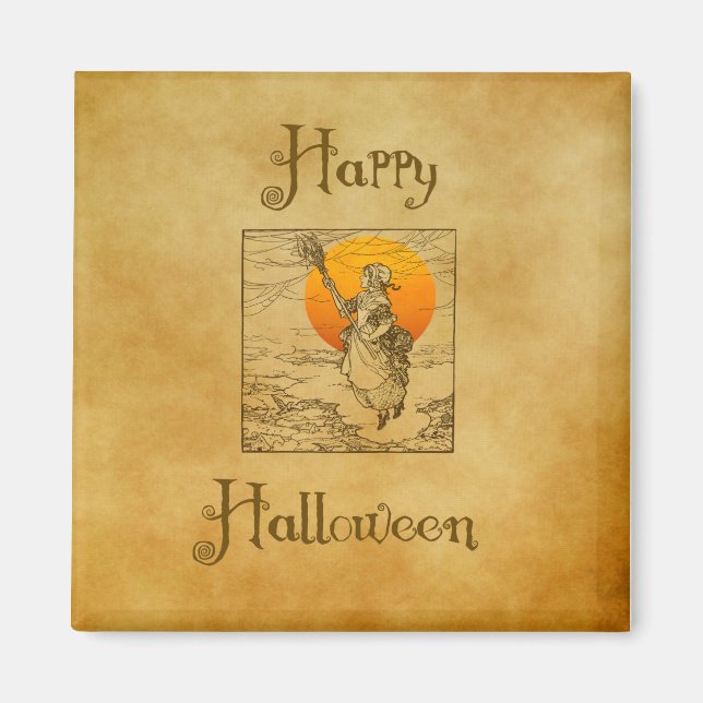 Vintage Halloween Witch Magnet (Framsidan)
