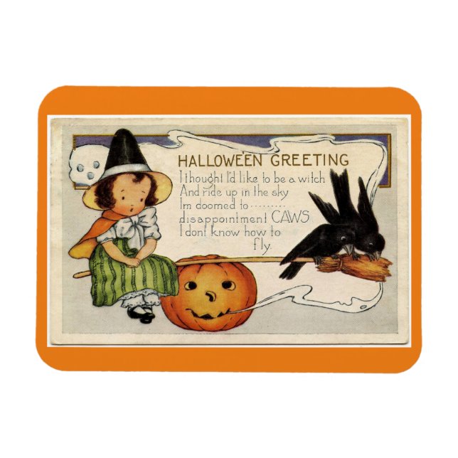 Vintage Halloween Witch Magnet (Horisontell)