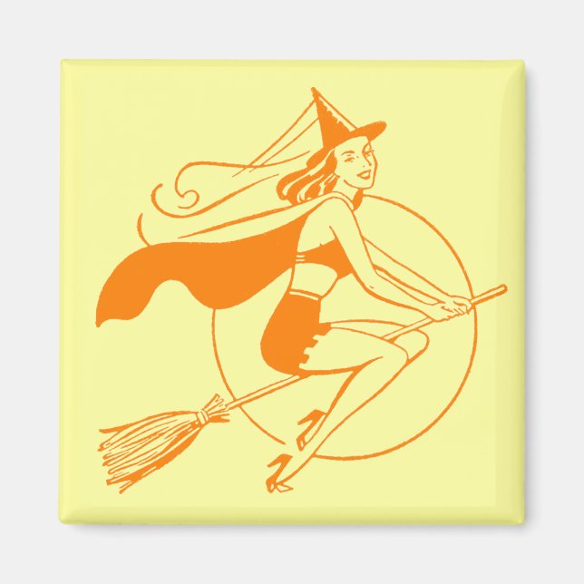 Vintage Halloween Witch Magnet (Framsidan)