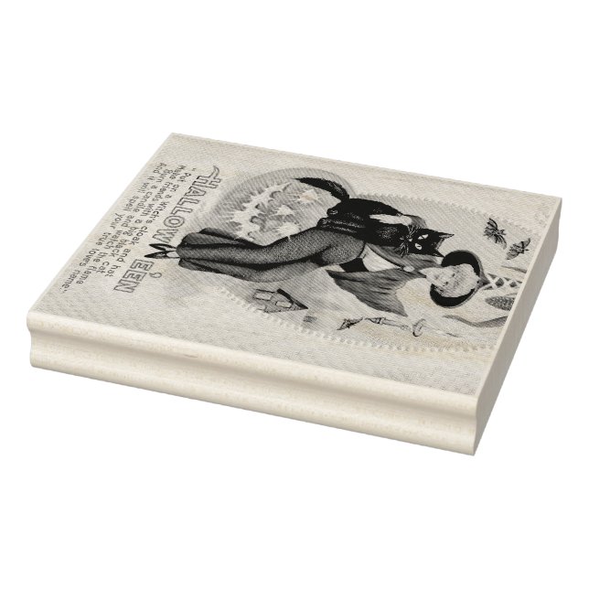 Vintage Halloween Witch och Black Cat Stämpel (Stämpel)