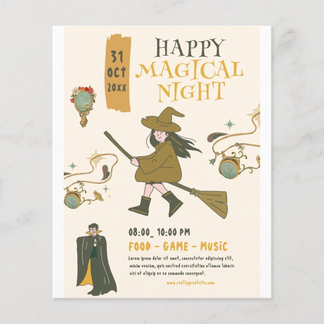 Vintage Halloween Witch Party, Halloween fest Flygblad (Framsidan)