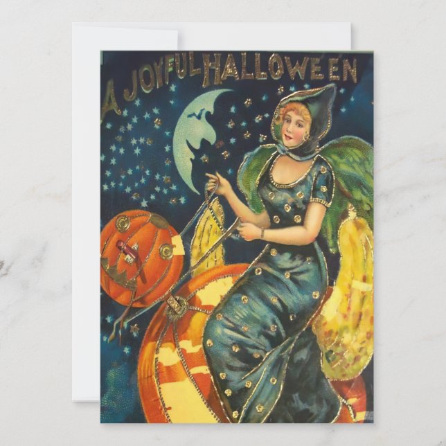 Vintage Halloween Witch Poster Inbjudningar (Framsida)