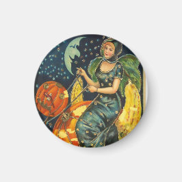 Vintage Halloween Witch Poster Magnet