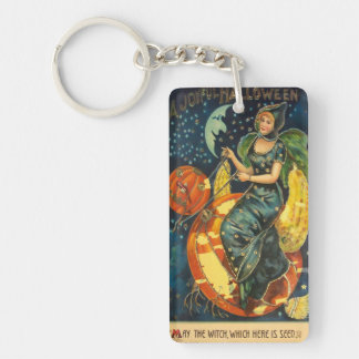 Vintage Halloween Witch Poster Nyckelring