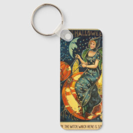 Vintage Halloween Witch Poster Nyckelring