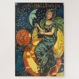 Vintage Halloween Witch Poster Pussel