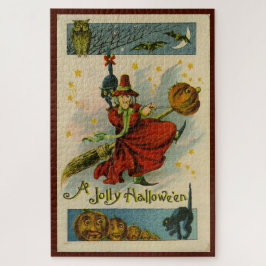 Vintage Halloween Witch Pussel
