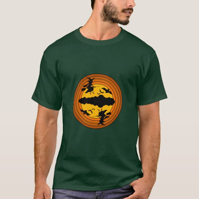 Vintage Halloween Witch-retro T Shirt (Framsida)
