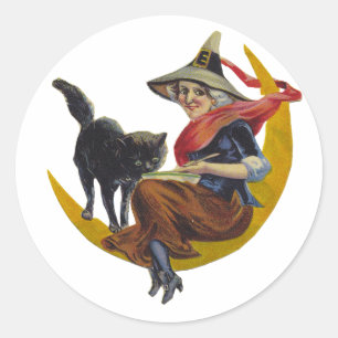 Vintage Halloween Witch Runt Klistermärke