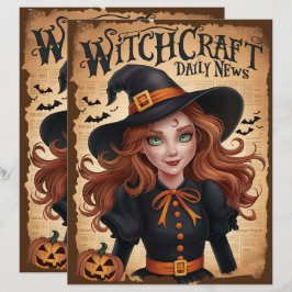 Vintage Halloween Witch Scrapbook Papper