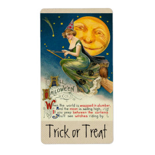 Vintage Halloween Witch Sticker Fraktsedel