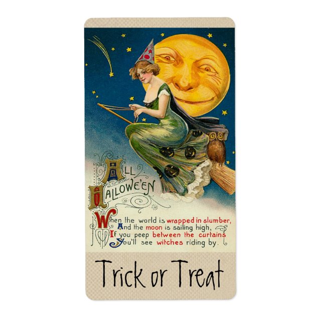 Vintage Halloween Witch Sticker Fraktsedel (Framsidan)
