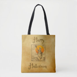Vintage Halloween Witch Tote Tygkasse