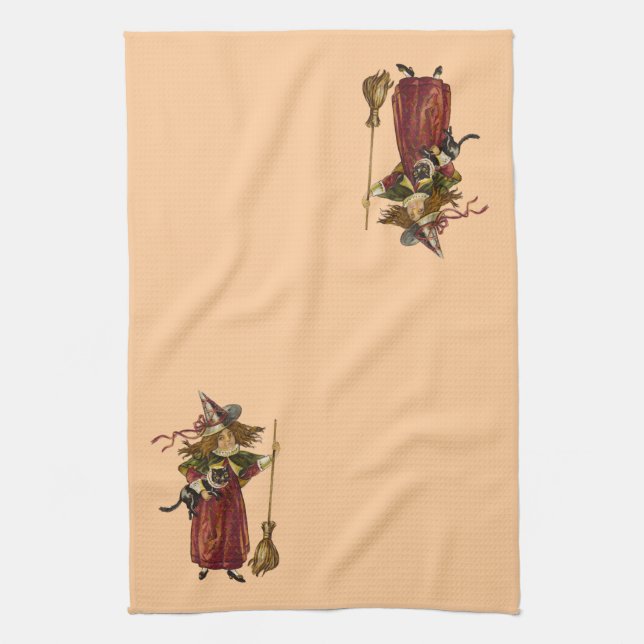 Vintage Halloween Witch Towels Kökshandduk (Vertikal)