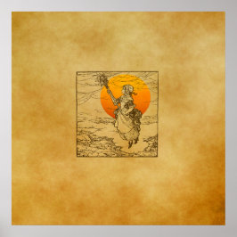 Vintage Halloween Witch-utskrift, Poster