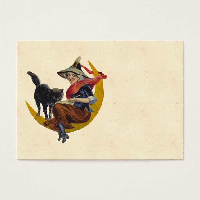 Vintage Halloween Witch Visitkort (Framsidan)