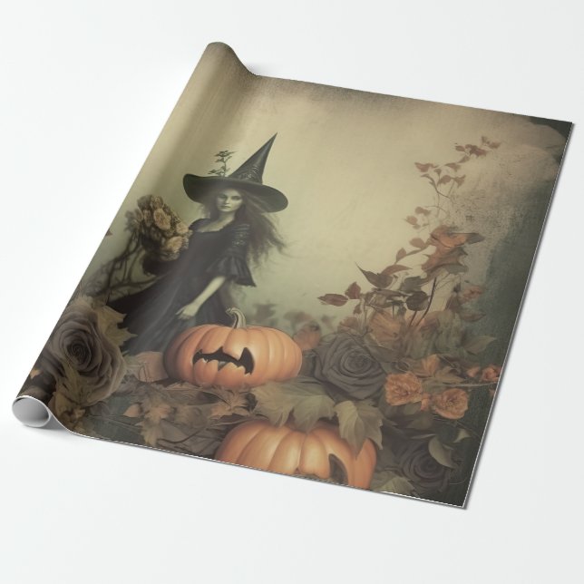 Vintage Halloween Witchcraft (3) Presentpapper (Utrullad)