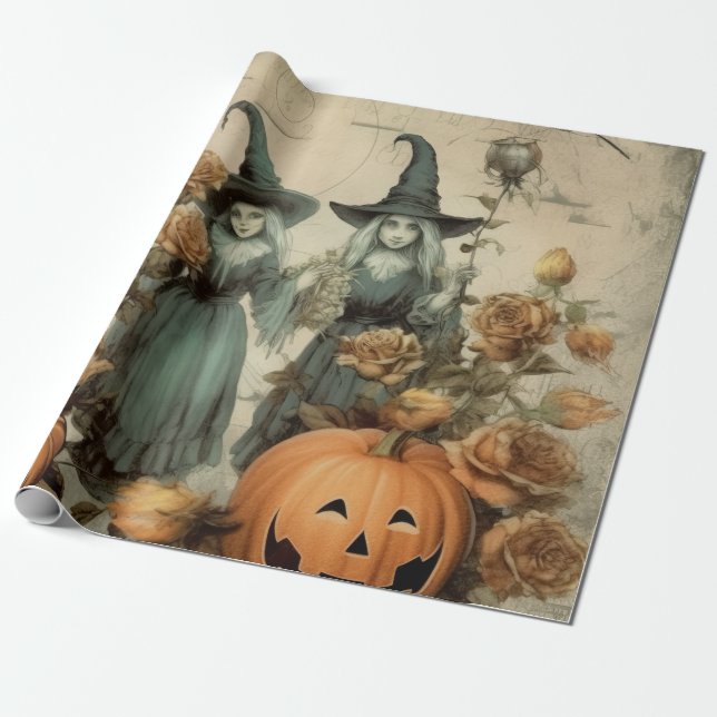 Vintage Halloween Witchcraft (6) Presentpapper (Utrullad)