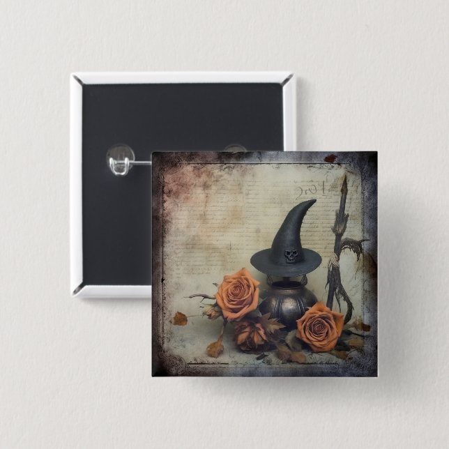 Vintage Halloween Witchcraft (8) Knapp (Framsida & baksida)