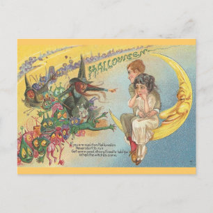 Vintage Halloween Witches Goblins Vykort