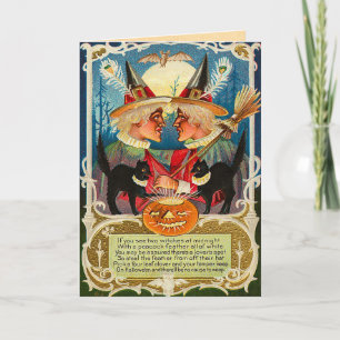 Vintage Halloween Witches Kort
