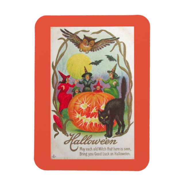 Vintage Halloween Witches Magnet (Vertikal)