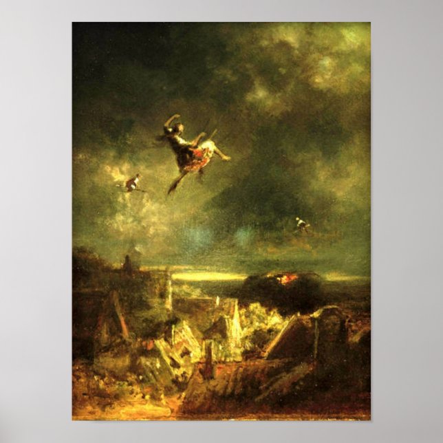 Vintage-Halloween Witches Ride Poster (Framsidan)