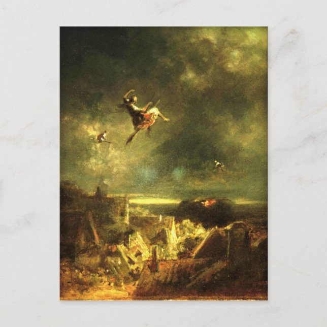 Vintage - Halloween, Witches Ride - Spitzweg Vykort (Framsida)