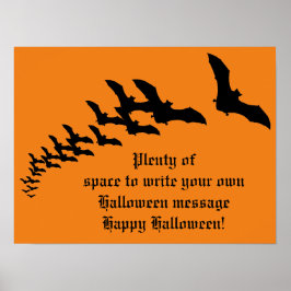 Vintage Halloween with a Swarm of Flying Bats Poster