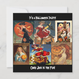 Vintage Halloween Women Montage-inbjudningskort Inbjudningar