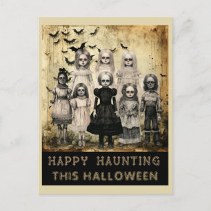 Vintage Halloween Zombie Lycklig Haunting Vykort