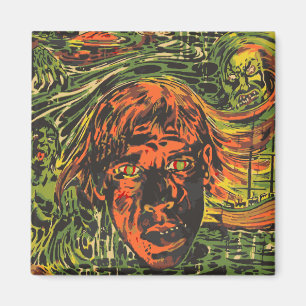 Vintage Halloween-zombies, graffiti-gatukonst Magnet