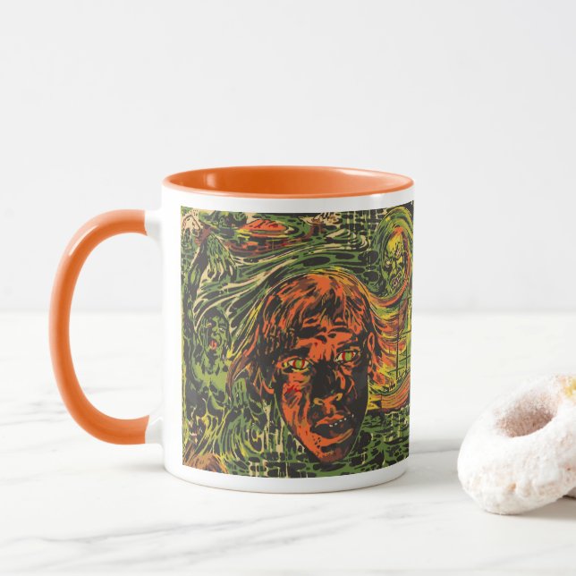 Vintage Halloween-zombies, Graffiti-gatukonst Mugg (Med munk)