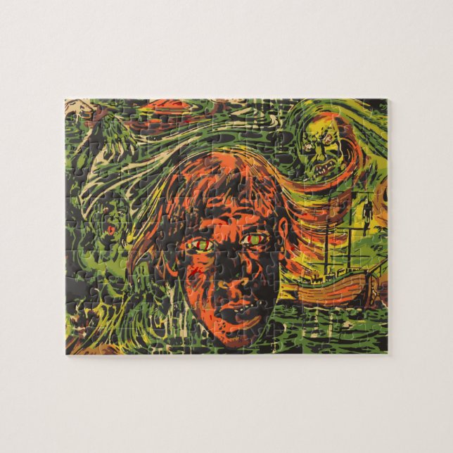 Vintage Halloween-zombies, Graffiti-gatukonst Pussel (Horisontell)