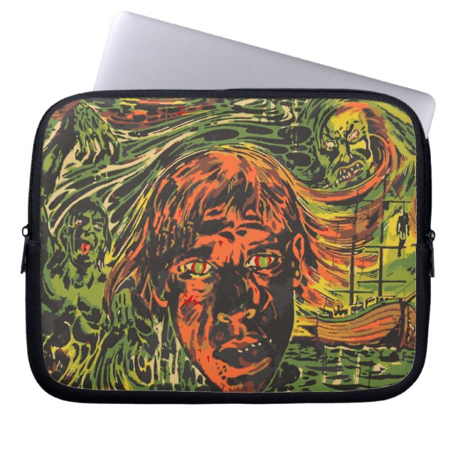 Vintage Halloween Zombies, Grafiti Street Art Laptop Sleeve (Framsidan)
