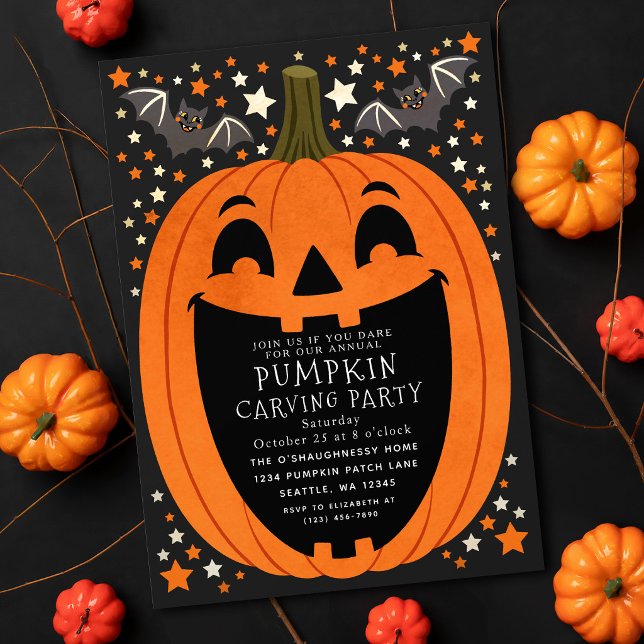 Vintage Halloweenfest för pumpa urgröpning Inbjudningar (Skapare uppladdad)