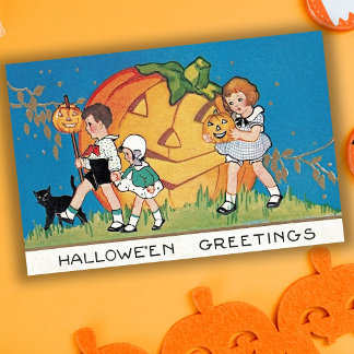 Vintage Halloweenkort med sagobokstema Kort