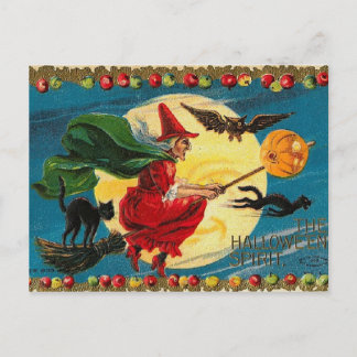Vintage Halloweenwitch Vykort