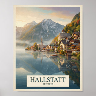 Vintage Hallstatt Österrike Resemotiv | Alpin V Poster
