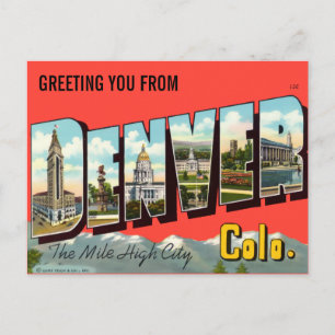 Vintage Hälsning du från Denver Colorado Travel Vykort