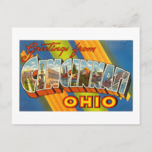 Vintage Hälsning färglöst från Cincinnati Ohio Vykort